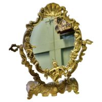 Arts and Crafts Gothic Style Brass Mirror