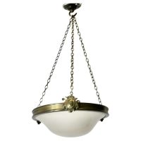 Arts and Crafts Opalescent Ceiling Pendant Bowl Lampshade Antique cut glass opa