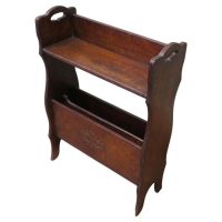 Arts and Crafts Open Front Oak Bookcase with Magazine Rack