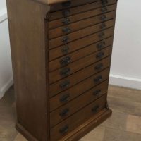 Arts and Crafts Pine Collectors Cabinet Filing Drawers