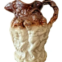 Antique Stephen Green Lambeth Saltglaze Stoneware Silenus Jug c 1840