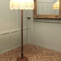 Beech Standard or Floor Lamp with Attractive Linen Shade