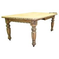 Bleached Oak Gothic Style Extending Dining Table