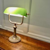 Brass and Green Glass Library Desk Lamp