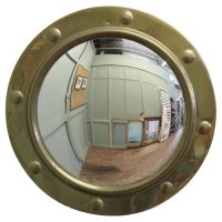 Brass Framed Convex Wall Mirror