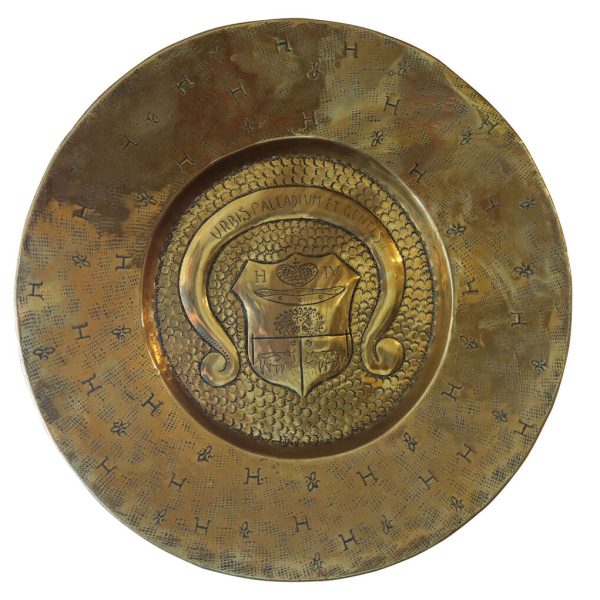 Brass Plate with Coat of Arms – Motto of Pau, Birthplace of Henry IV, Circa 1920