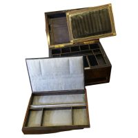 Burr Walnut Jewellery/Stationary Box with 2 other Walnut Boxes