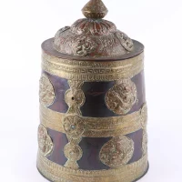 Rare Large 18th/19th Century Copper and Brass Tibetan Chang Flask