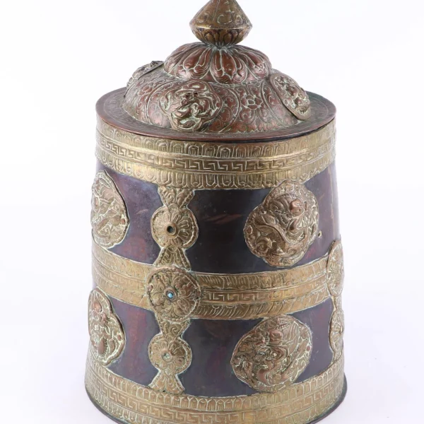 Rare Large 18th/19th Century Copper and Brass Tibetan Chang Flask