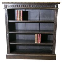 Carved Oak Open Bookcase.