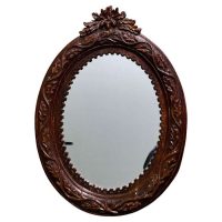 Carved Oak Oval Wall Mirror