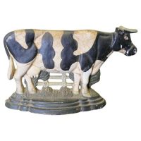 Cold Painted Cast Iron Door Stop, Cow at the Gate