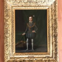 17thc Dutch Tudor Oil Portrait Painting On Panel Of King Edward VI (1537-1553) Antique Art