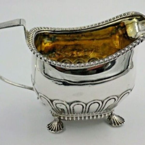 Georgian 1814 Antique Solid Sterling Silver Cream Milk Jug Creamer