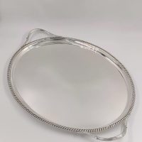 Antique Sterling Solid Silver Heavy Oval Form Tea Tray 1840 Grams