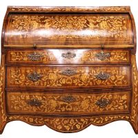 Dutch Bombe Fronted Cylinder Bureau with Floral Marquetry – Circa 1800