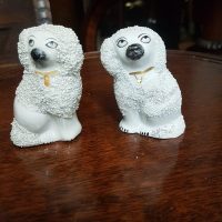 Antique Miniature Pair of Staffordshire Dogs