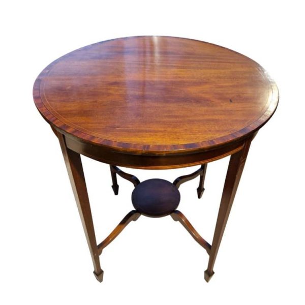 Edwardian Circular Mahogany String-Inlaid Occasional Table