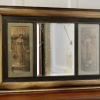 Edwardian Wall Mirror with Prints