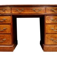 Edwards &amp; Roberts Inlaid Mahogany Pedestal Desk with Original Handles, circa 1890