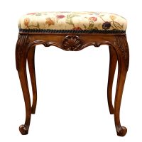 Elegant Late 19th Century Mahogany Stool with Cabriole Legs, c.1880