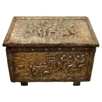 Embossed Brass Log Box, with Country Scenes