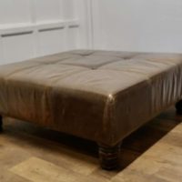 Extra Large Leather Chesterfield Seat, Ottoman Designer Pouffee