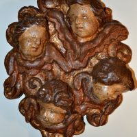 17th Century ANGELS on a Cloud, Orginal Polychroming.