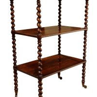 Fine Early Victorian Rosewood Whatnot with Barley Twist Supports, c.1860