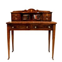 Fine Edwardian Inlaid Rosewood Ladies Writing Desk with Superstructure &amp; Mirrors