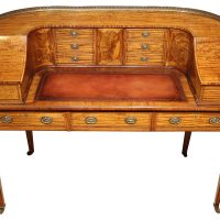 Fine Edwardian Satinwood Carlton House Desk, Inlaid, Circa 1900