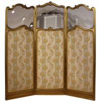 Fine French Giltwood Three Fold Screen with Bevelled Glass &amp; Silk Panels c.1870