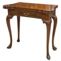 Fine George II Mahogany Concertina Action Card Table with Drawer, c.1750