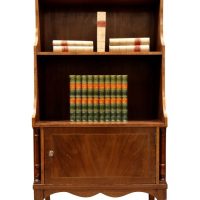 Fine Late Victorian Inlaid Mahogany Waterfall Bookcase Cabinet on Brass Castors