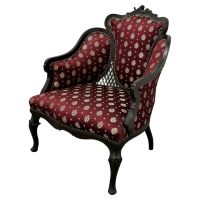 Fine Quality Victorian Salon Chair, Upholstered in Regency Silk Fabric