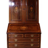 Fine Quality William IV Inlaid Mahogany Bureau Bookcase, circa 1840