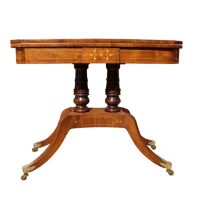 Fine Regency Inlaid Rosewood Card Table with Brass Sabots &amp; Castors, Circa 1820
