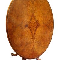 Fine Victorian Burr Walnut Oval Loo Table, c.1870