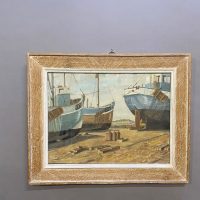 Oil On Board, Boat Yard , Signed