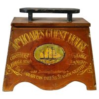 Folk Art Boot and Shoe Cleaning Box with Foot Shaped Shoe Rest