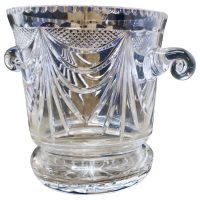 French Art Deco Hand Blown Cut Crystal Champaign Ice Bucket, Wine Cool
