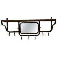 French Art Deco Iron Hat and Coat Rack with Shelf %26 Mirror, Pullman