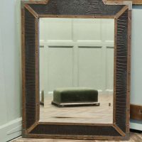 French Art Deco Leather Wall Mirror