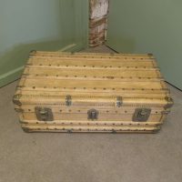 French Art Deco Velum Leather Valise, Cabin Trunk, Coffee Table This is a lovely old piec