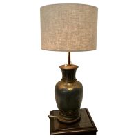 French Arts %26 Crafts Adjustable Brass and Pewter Table Lamp