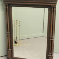 French Carved Oak Wall Mirror with Side Columns