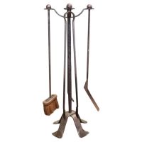 French Gothic Iron Manor House Fire Tool Companion Set