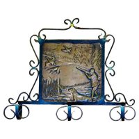French Iron and Copper Coat Hooks on a Hunting Theme