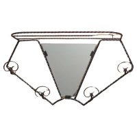 French Iron Hat and Coat Rack with Shelf & Mirror