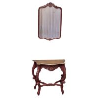 French Painted Console or Hall Table with Matching Mirror